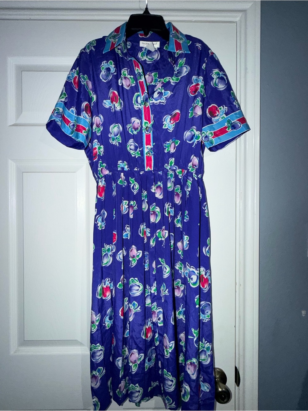 Women’s Blue Floral Button-Front Dress